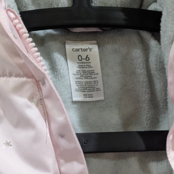 Carter's Padded Baby Bunting Size 0-6 Months - Pale Pink with Silver Stars - Picture 6 of 6